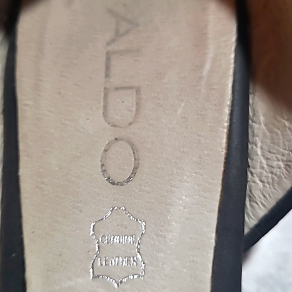 Aldo ballet flats black Textured Embossed snake Genuine Leather 8 M pointy toe - Picture 2 of 5